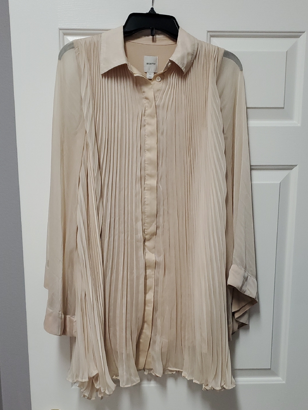 Maeve Cream Pleated Midi Dress